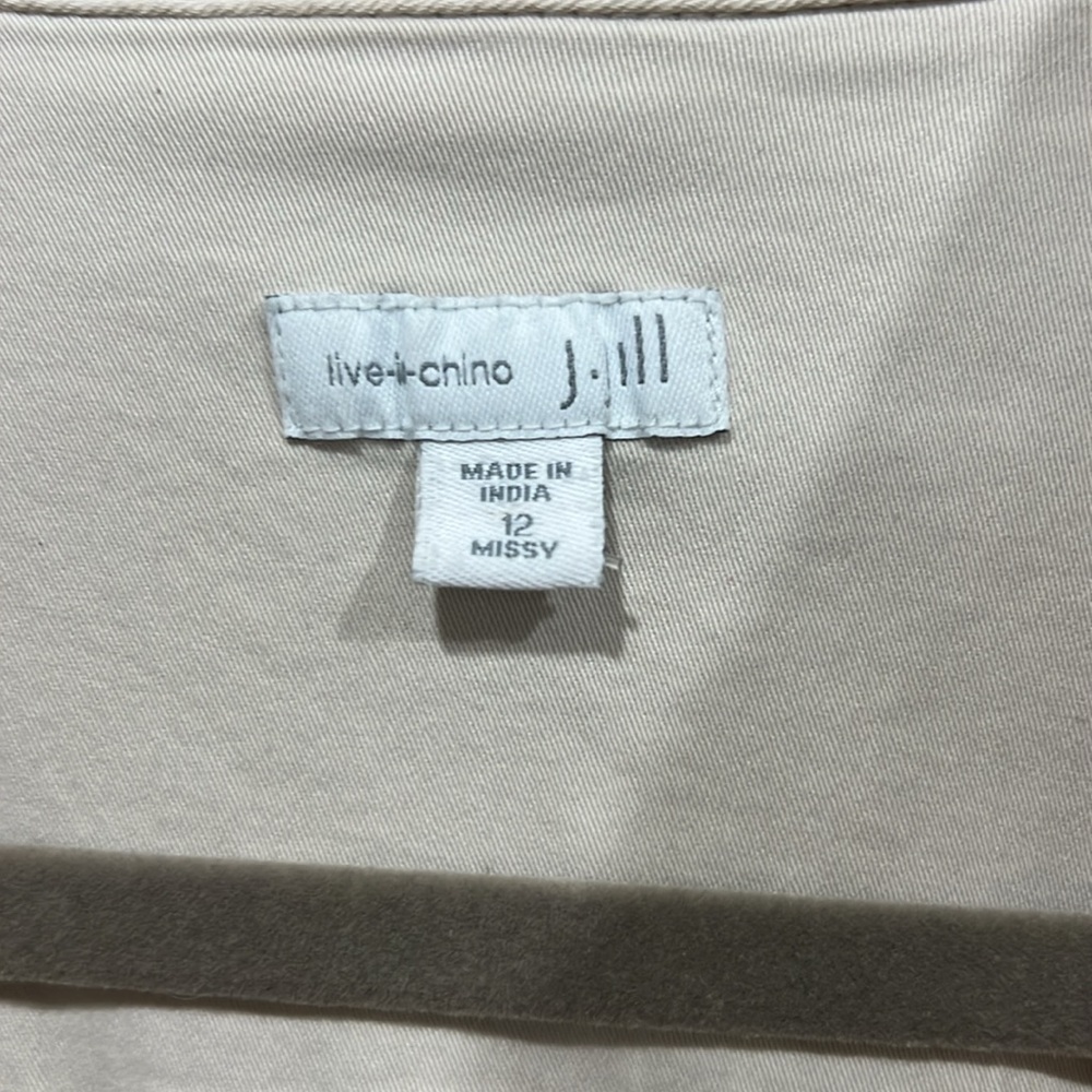 J. Jill Missy kakhi long sleeve roll tab shirt dress size 12 - Picture 5 of 11